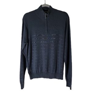 Perry Ellis men's medium mock neck quarter zip pullover sweater  black stripe